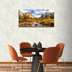 Yosemite Valley Mountain Wall Art Panorama of National Park Canvas Prints Nature Landscape Pictures Wall Decor Fall Stream Forest Painting Artwork for Living Room Bedroom Office Home Decorations