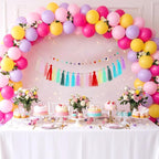 2 Pcs Boho Tassel Garland, 6.5 Feet Pom Pom Garland Rainbow Felt Ball Garlands Colorful Pastel Tassel Wall Hanging Banner with Wood Beads for Classroom Wedding Baby Shower Birthday Party Home Decor
