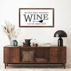 Family Lettering 12x22in Hanging Wall Sign with Life Positive Quote We Only Serve Expensive Wine Apricot Frame Wooden Plaque Birthday Housewarming Gift for Cottage Home Farmhouse Porch Wall Decor