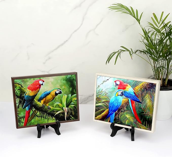 6 Pack 4 Inch Wooden Display Stand Plate Easels Holder (Black)