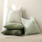 MIULEE Boho Farmhouse Throw Pillow Covers 20x20 Inch Set of 4 Mordern Neutral Green Cushion Covers Soft Corduroy Nordic Home Decor for Spring Couch Bed Sofa Living Room Green-White
