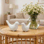 FANTESTICRYAN Set of 2 Small Ceramic Birds Statue, Home Decor Modern Style Animal Sculptures, Decorative Figurine Ornaments for Office Desktop, Bookshelf, Coffee Table, Bedroom, Living Room, Cabinets