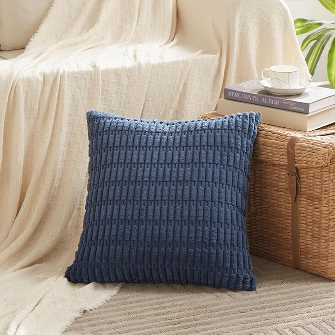 Fancy Homi 4 Packs Decorative Throw Pillow Covers for Living Room Couch Bed, Modern Farmhouse Boho Home Décor Accent Cushion Case, 14" x 14", Dusty Blue
