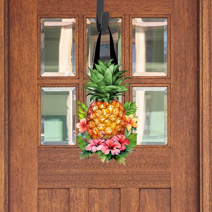 Briarwood Lane Pineapple and Stripes Wood Door Hanger