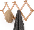Wall Rack with 10 Hooks, Wooden Wall Expandable Coat Rack for Coat, Hats, Baseball Caps, Coffee Mug, Jewelry(Natural)