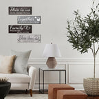 Joyhawk 4 Pieces Home Wall Decor Signs, THIS IS US/TOGETHER/BLESS THIS HOME/FAMILY Wall Decor For Living Room Bedroom, Rustic Wooden Farmhouse Wall Art Decor, 4.7 x 13.8 Inch(Mixed Color)