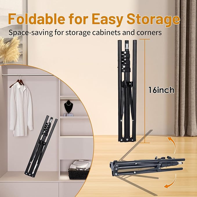 Adjustable Shirt Display Stand 32-63 Inch, Foldable Clothing Display Stand for Retail Vendors, T Shirt Mannequin Torso, Steamer Rack Stand for Dress Clothes Garment