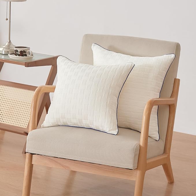 Oubonun 20 x 20 Pillow Inserts Set of 2 - Square Decorative Throw Pillows for Couch Bed Sofa Living Room 100% Polyester Filling Beige 20 Inch Pillows