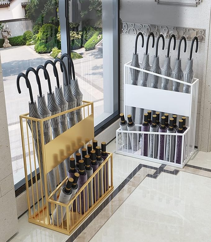 2 Tier Metal Umbrella Stand Umbrella Holder, Large-Capacity Commercial Umbrella Stand Umbrella Holder for Hotel Offices, Entrance Umbrella Organizer