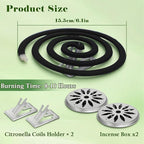 FIRIK Citronella Coils Outdoor, 20 PCS Citronella Incense Coil with 2 Incense Burner and 2 Coil Holders, Natural Lemongrass Coils for Patio Camping Farms Courtyards Backyard Garden BBQ Indoor, Black