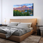 Grand Teton Mountain Wall Art Sunset Nature National Park Posters Oxbow Bend Snake River Landscape Wall Decor Wyoming Scenery Painting Artwork for Living Room Office Home Decoration 29.53x57.87"