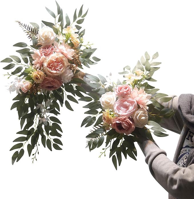2Pieces Wedding Decorative Swag Artificial Flower Swag Ceremony Sign for Indoor and Outdoor Use Decorations
