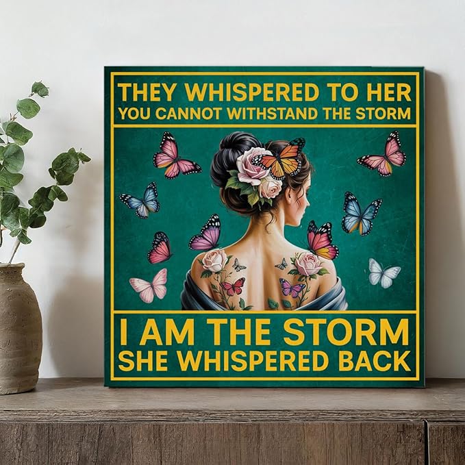 Motivational Wall Decor, Inspirational Quote Wall Art, Vintage Hippie Home Sign Boho Decor, Positive Affirmations Gifts for Women Girls Framed Posters Art Work for Office Bedroom, 8 x 8 Inches