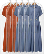 60" Dress Bags for Gowns, 5 Packs All Clear Garment Bags for Hanging Clothes, Plastic Waterproof Dress Cover with Zipper for Dresses, Coats, Uniforms (Set of 5)