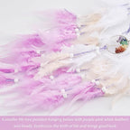 Dreamlike Butterfly Tree of Life Dream Catcher Wall Decor Purple Dream Catcher with Crystal Stone Handmade Feather Dreamcatchers Home Decor Wall Hanging for Girls Bedroom Wedding Craft Gift-29.5"