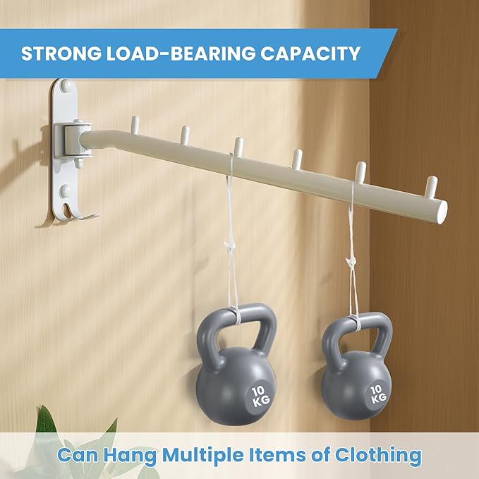 Swing Clothes Hanger Rack, Garment Racks Folding Clothes Bar Wall Mounted, 180°Rotation Laundry Drying Rack 304 Stainless Steel Space Saving for Laundry Room Bedroom Balcony, 11.93" Long