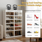 Collapsible Shoe Rack Organizer 9 Tiers-36 Pairs Foldable Shoe Cabinet with Doors, Shoe Storage Rack for Closet and Entryway, Large Plastic Folding Shoe Cabinet, Easy Assembly Shoe Shelves Organizer