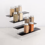 Acrylic Stands for Display,4 Tier Black Cupcakes Perfumes Figurines Display Stand Risers Shelf for Decoration and Organizer