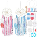 DIY Two-Color Dreamcatcher Kit 2 Set 19.69“ x 5.91“ Boho Pink Blue Wool Yarn Handmade Dream Catcher for Beginners, Dream Catcher for Women Gifts DIY Wall Decor for Bedroom, Livingroom