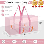 6 Pack Extra Heavy Duty Large Moving Bags with Reinforced Zipper & Wide Handles, Waterproof Storage Bins for Clothes, College Dorm, Travel, and Home Organization, Pink
