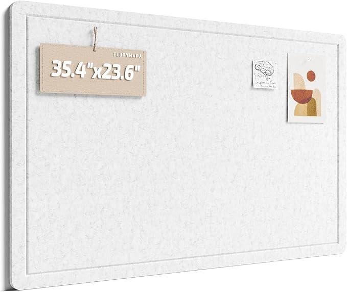 Fluxynara Bulletin Board,35.4" x 23.6" Cork Board Alternative with 12 Safe Removable Adhesive Tabs, Foldable Felt Pin Board for Home Office, Classroom, Bedroom,Entryway for Walls—Light Gray