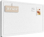 Fluxynara Bulletin Board,35.4" x 23.6" Cork Board Alternative with 12 Safe Removable Adhesive Tabs, Foldable Felt Pin Board for Home Office, Classroom, Bedroom,Entryway for Walls—Light Gray