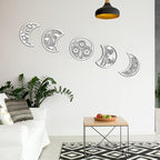 Jetec 5 Pcs Moon Phase Wall Art Decor Wall Pediments Hanging Wooden Phase Spiritual Bedroom Nordic Boho Lunar Aesthetic Art for Living Room Dorm Apartment Ornament(White)