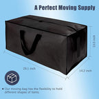 8 Pack Large Strong Bags with Zippers & Carrying Handles - Water-Resistant - Heavy Duty Storage Tote for Space Saving, Fold Flat, Alternative to Moving Box (Black)