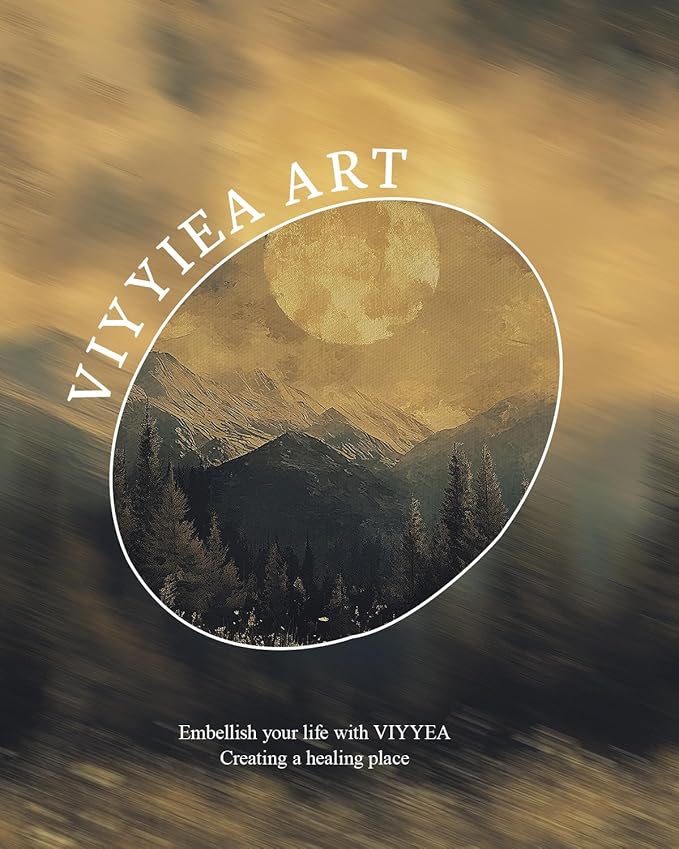 VIYYIEA Vintage Gold Framed Wall Art for Living Room, Moon Canvas Prints Halloween Home Decor, Large Oil Painting Gothic Picture, Bedroom Wall Decor Gifts for Friends -【Eternal Moon】-(36L x 24W)