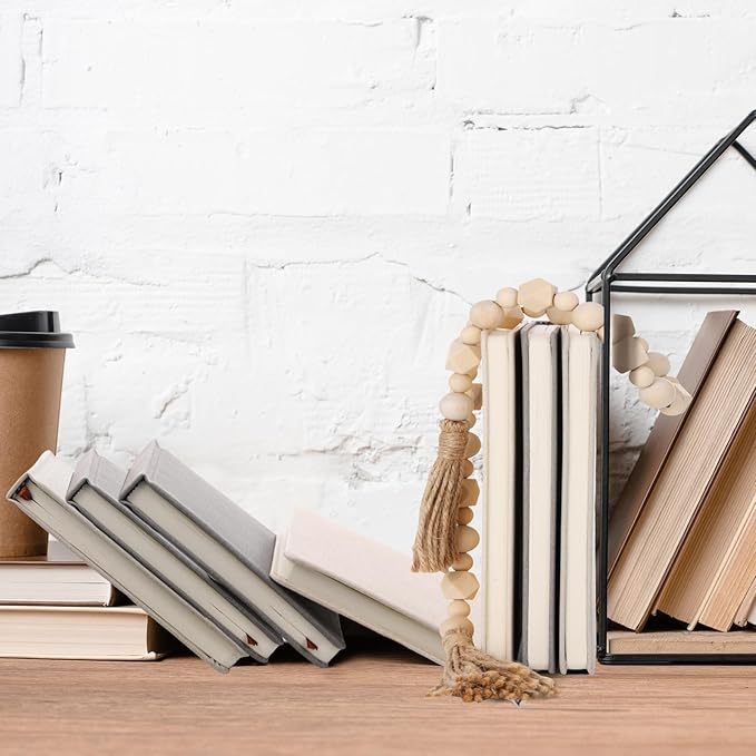 Feifeiya 3 Pieces Faux Decorative Books Set for Home Decor Fake Book for Shelves Coffee Table Stacked Linen Covered Display Notebook with Wood Bead Bookend Gift for Living Room (Classical Grey)