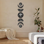 CREATCABIN 7Pcs Eyes Hands Moon Cycle Decor Boho Ornament Half Round Wood Pendant Moon Phase Decoration Halloween Ramadan Home Art Wall Hanging for Bedroom Farmhouse Gallery Apartment Bar 37.1x6.3in