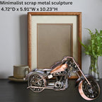 Trebisky Metal Motorcycle Sculpture (Copper Sportster) – Vintage Scrap Art Desk Decor for Office & Home, Unique for Dad, Men, Father, or Biker Enthusiasts