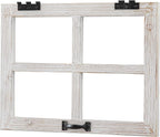 Sintosin Small Rustic Window Frame Wall Decor 12 X 16 Inch, Hanging Handmade Washed White Wooden Farmhouse Faux Window Wall Decor for Living Room Bedroom Entryway Hallway, Horizontal or Vertical