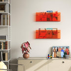 Acrylic Magazine Holder, 2 Pack Hanging Bookshelf Magazine Rack, Wall Mounted Floating Brochure Display for Waiting Room, Office, Home (Orange, 17 Inch)