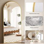 Prywot Full Length Mirror, Oversized 81"x41" Arched-Top Floor Mirror, Free Standing Mirrors, Modern Full Body Mirrors with Aluminum Alloy Frame for Bedroom,Living Room, Gold