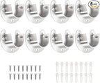 8 Packs Stainless Steel Closet Rod End Supports 1 Inch Wardrobe Bracket Heavy Duty Closet Pole Sockets Flange Rod Holder, U-Shaped with Screws, Silver
