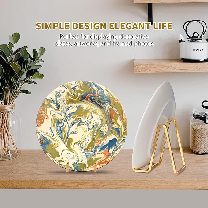 Plate Holder Easel Display Stand - 6 inch Metal Plate Stands for Display - Tabletop Picture Stand - Gold Iron Easels for Display Pictures | Photo Frames | Book | Decorative Plates | Plaque - 4 Pack