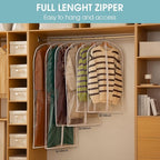 All Clear Garment Bags for Hanging Clothes, 48" Suit Bags for Closet Storage, Plastic Dustproof Suit Cover Bags, Clothes Protectors Bag with zipper for Coats, Jackets, Shirts（10 Packs）