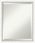 Amanti Art White Wall Mirror 22x18 Morgan White Silver Rectangle Bathroom Mirror for Wall Decor Living Room, Small Modern Wood Frame, Hangs Horizonally and Vertically, Bathroom Decor, Beveled Edge