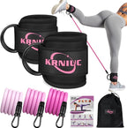 Ankle Resistance Bands with Cuffs, Resistance Bands for Working Out, Home Gym Workout Equipment for Women, Pilates Exercise, Hip, Leg, Glute Ankle Weights Training- Exercise Guides Included