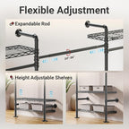 Timate F4 Wall Mounted Clothes Rack Industrial Pipe Clothing Rack for Hanging Clothes, Expandable Garment Rack Heavy Duty Wardrobe Closet Organizer and Storage, Black Adjustable Industrial Closet Kit
