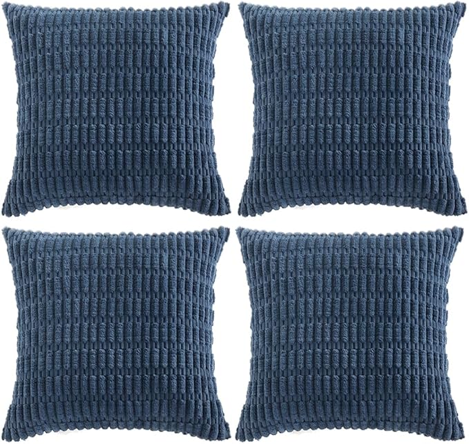 Fancy Homi 4 Packs Decorative Throw Pillow Covers for Living Room Couch Bed, Modern Farmhouse Boho Home Décor Accent Cushion Case, 20" x 20", Dusty Blue