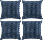 Fancy Homi 4 Packs Decorative Throw Pillow Covers for Living Room Couch Bed, Modern Farmhouse Boho Home Décor Accent Cushion Case, 20" x 20", Dusty Blue