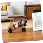 INOOMP Vintage Wooden Car Sculpture Retro Desk Display Model Antique Vehicle Figurine with Natural Finish for Home Decor and Collectors