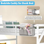 Loghot Bedside Caddy/Bedside Storage Bag Hanging Organizer for Bunk and Hospital Beds,Dorm Rooms Bed Rails,Can be Placed Glasses,Books,Mobile Phones,Keys (New Grey-1)