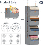 DIMJ Hanging Closet Organizer - 4 Tier Collapsible Hanging Shelves with Hooks Zipper, Fabric Clothes Organizer, Space-Saving Storage Bin Basket for RV, Bedroom, Laundry Organization