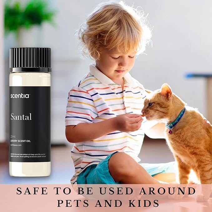 Santal Diffuser Oil – Premium 20 ml Santal-Inspired Blend – Sandalwood, Amber, Musk, Cedar, Cardamom – Luxury Fragrance Oil for Ultrasonic & Waterless Diffusers – Made in USA, Thanksgiving Gift