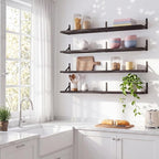 YGEOMER Floating Shelves for Wall, 35in Black Wall Shelves for Living Room, Bathroom, Bedroom, Kitchen, Home Decor (Set of 4)