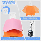 Hat Organizer for Baseball Caps, 2 Pack Hat Rack for Wall Hold up to 18 Hats Strong Adhesive Hat Hooks Stand Multilayer Hat Hanger Organizer Storage Holder Display for Door Closet Bedroom（White)