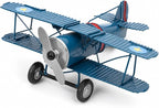 LOGOFUN Vintage Airplane Decor Metal Iron Aircraft Biplane Model Retro Hanging Plane Handicraft Ornament for Home Desktop Decoration - Blue 16.00X13.00X5.50cm